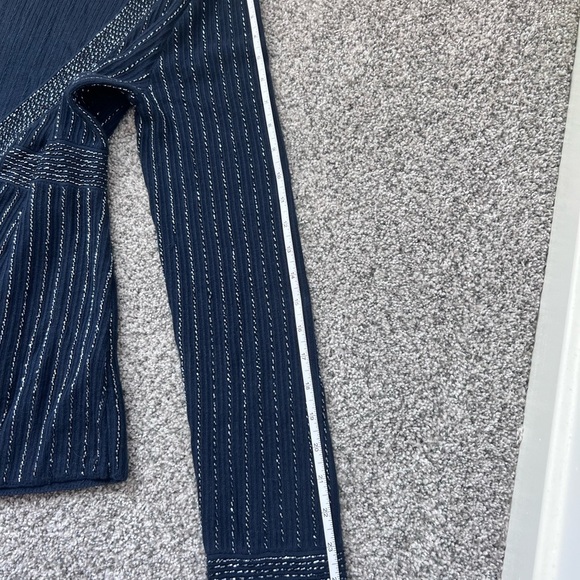 Ellen Tracy Navy Blue Beaded Embellish Full Sleeve Silk/Cashmere Top Size Large - Picture 13 of 13